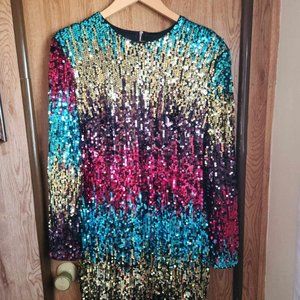 Sequined Party Dress Long Sleeved